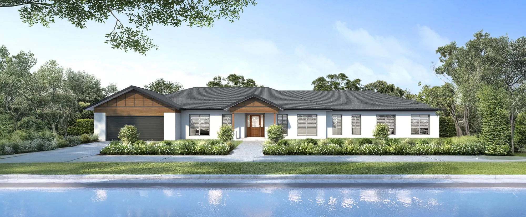 The Heritage: single-level home with pool